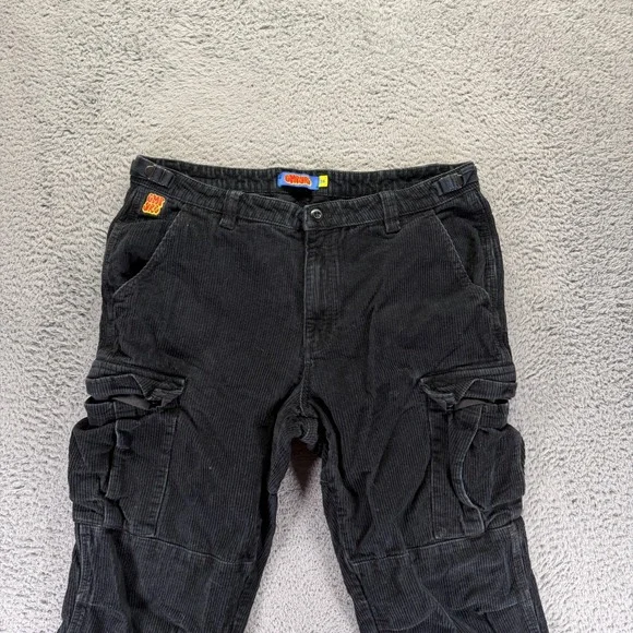 VTG Empyre Pant Mens 36x27 Black Cotton Corduroy Cargo Straight Utility Workwear